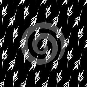 Seamless pattern black and white reed background