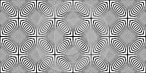 Seamless pattern with black white striped lines. Geometric texture with diagonal stripes in cross form. Optical illusion effect