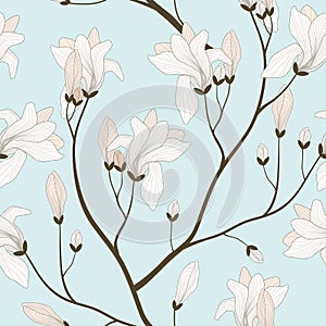 Seamless Pattern with Blooming Branches