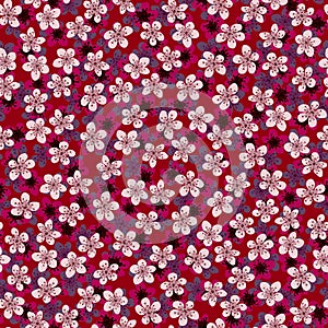 Seamless pattern with blossoming Japanese cherry sakura for fabric,packaging,wallpaper,textile decor,design, invitations,print,