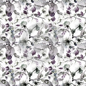 Seamless pattern with Blossoming tree brunch