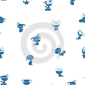 Seamless pattern with blue cats