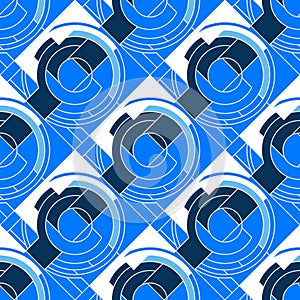 A seamless pattern with blue details, lines.