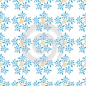 Seamless pattern of blue florets petals