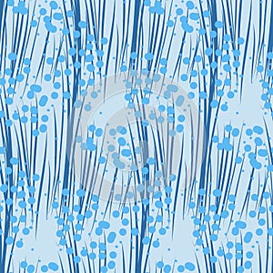 Seamless pattern blue grass herb plant organic floral background wallpaper wrapping textile design
