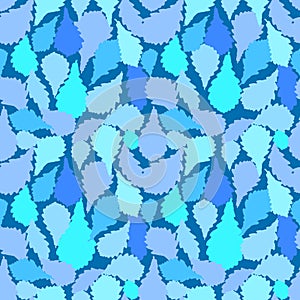 Seamless pattern blue Oak leaves collection. nature scandinavian style background. Nursery decor trend of the season