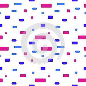 Seamless pattern. Blue and pink Rectangles on a white background