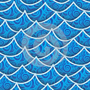 Seamless pattern blue sea wave