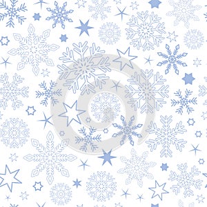 Seamless pattern blue snowflake background