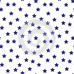 Seamless pattern with blue stars on white background. Vector illustration. - Vector