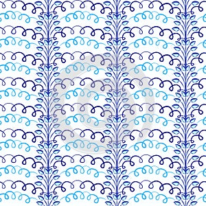 Seamless pattern in blue tones in style of national cobalt painting on porcelain Floral tiled background for wallpaper, clothes or