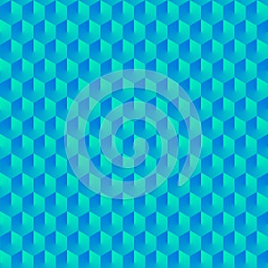 Seamless pattern blue and turquoise cubics.