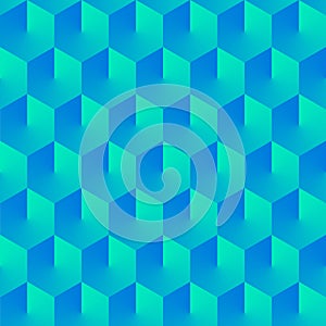 Seamless pattern blue and turquoise cubics.