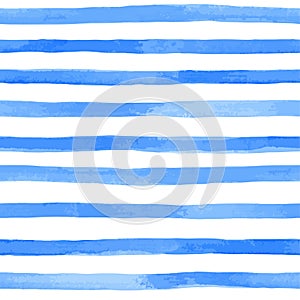 seamless pattern with blue watercolor stripes. hand painted brush strokes, striped background. Vector illustration