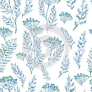 Seamless pattern with blue wilde flowers