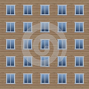 Seamless pattern of blue window frames on brown background.