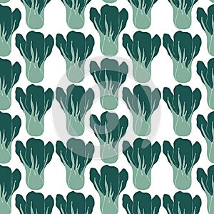 Seamless pattern with bok choi, also pak-choi, Chinese kale.