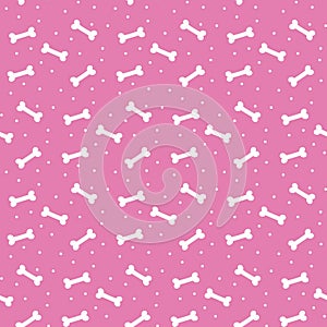 Seamless pattern with bones for dog on the pink background.