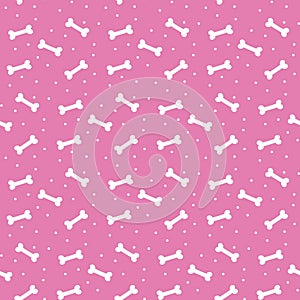 Seamless pattern with bones for dog on the pink background. photo