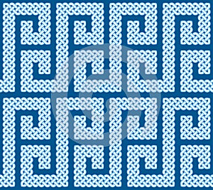 A seamless pattern or border made of Celtic knots laid in an S shape curve, vector illustration