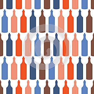 Seamless pattern with bottles and kettles