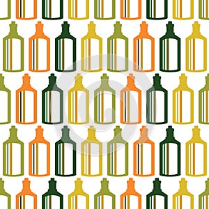Seamless pattern with bottles and kettles