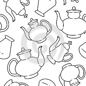 Seamless pattern with bottles and kettles