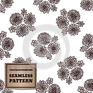 Seamless pattern with bouquet of chrysanthemums