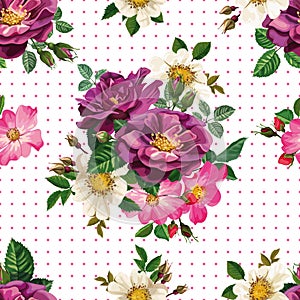 Seamless pattern, bouquet of flowers