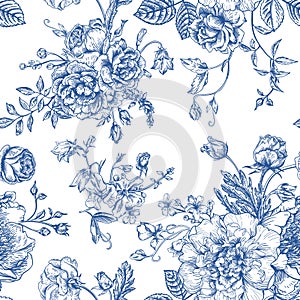 Seamless pattern with bouquet of flowers.