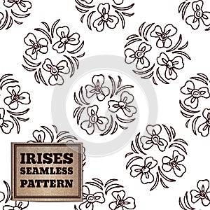 Seamless pattern with bouquet of irises