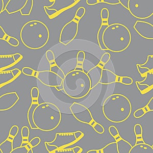 Vector Seamless pattern Bowling Sport Game Strike