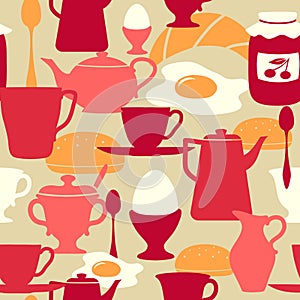 Seamless pattern with breakfast theme
