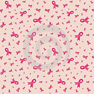 Seamless pattern with Breast ribbons