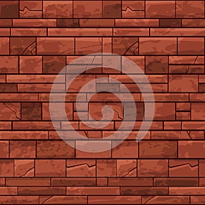 Seamless pattern brick stone wall, red old texture wallpaper for ui game