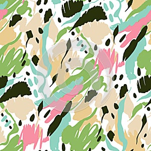 Seamless pattern with bright abstract spots. Vector