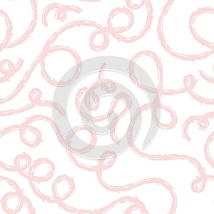 Seamless pattern of bright colorful abstract squiggles print, continuous line, textured scribble spiral and wavy lines