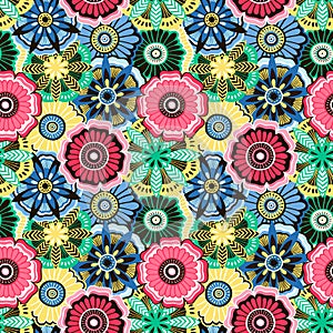 Seamless pattern from bright decorative flowers