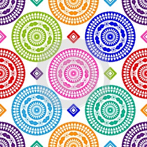 Seamless pattern with bright multi-colored circles a