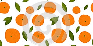 Seamless pattern with bright orange citruses