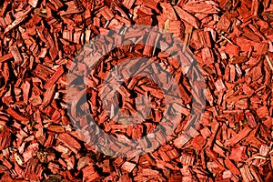 Seamless pattern bright red wood chips background.