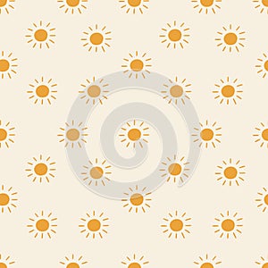 Seamless pattern with bright suns on a light background