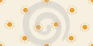 Seamless pattern with bright suns on a light background