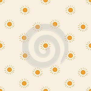 Seamless pattern with bright suns on a light background