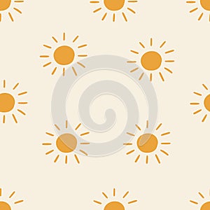 Seamless pattern with bright suns on a light background