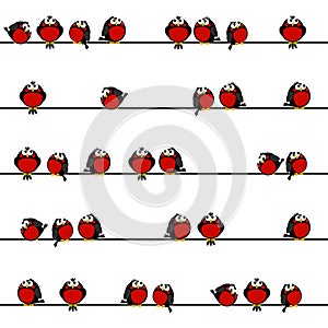 Seamless pattern with bullfinches