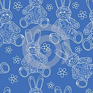 Seamless pattern with buny toys photo