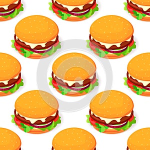 seamless pattern with burgers, fast food restaurant menu, product background element, vector logo wallpaper