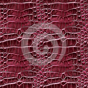 Seamless pattern with burgundy crocodile leather texture.