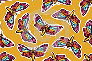Seamless pattern with butterflies moths. Mexican Day of the Dead.